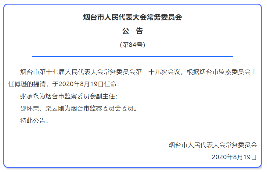 烟台市市规划管理局最新人事任命